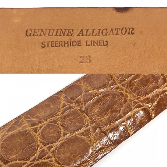VINTAGE Belt Genuine Alligator Steerhide Buckle Southwestern Western Rodeo 28 main image 3